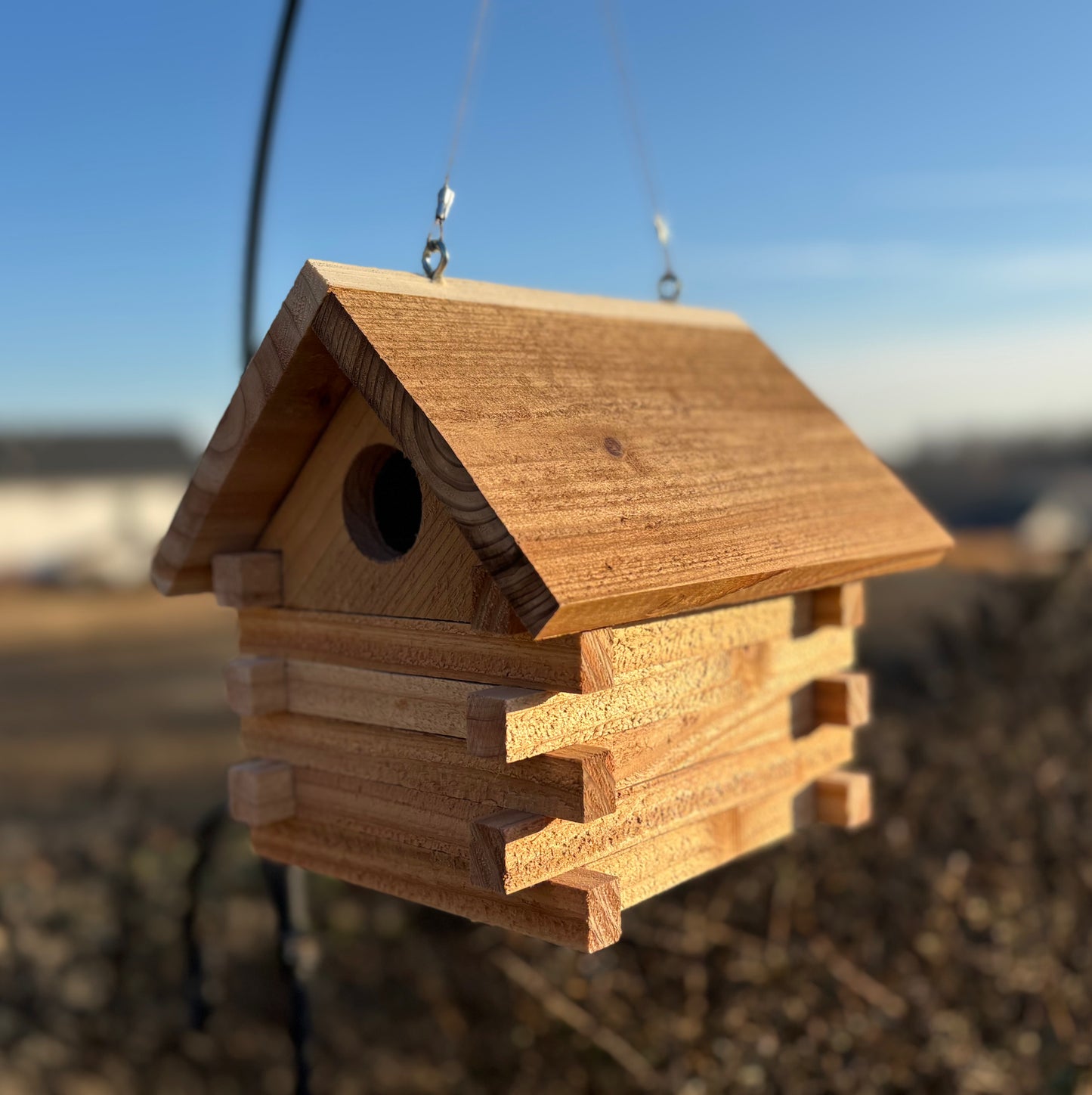 Cedar Log Cabin Birdhouse