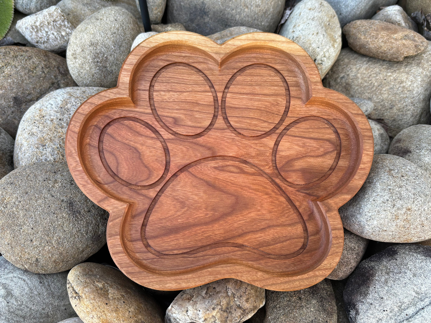 Dog Paw Tray – Cherry Wood Entryway Organizer.