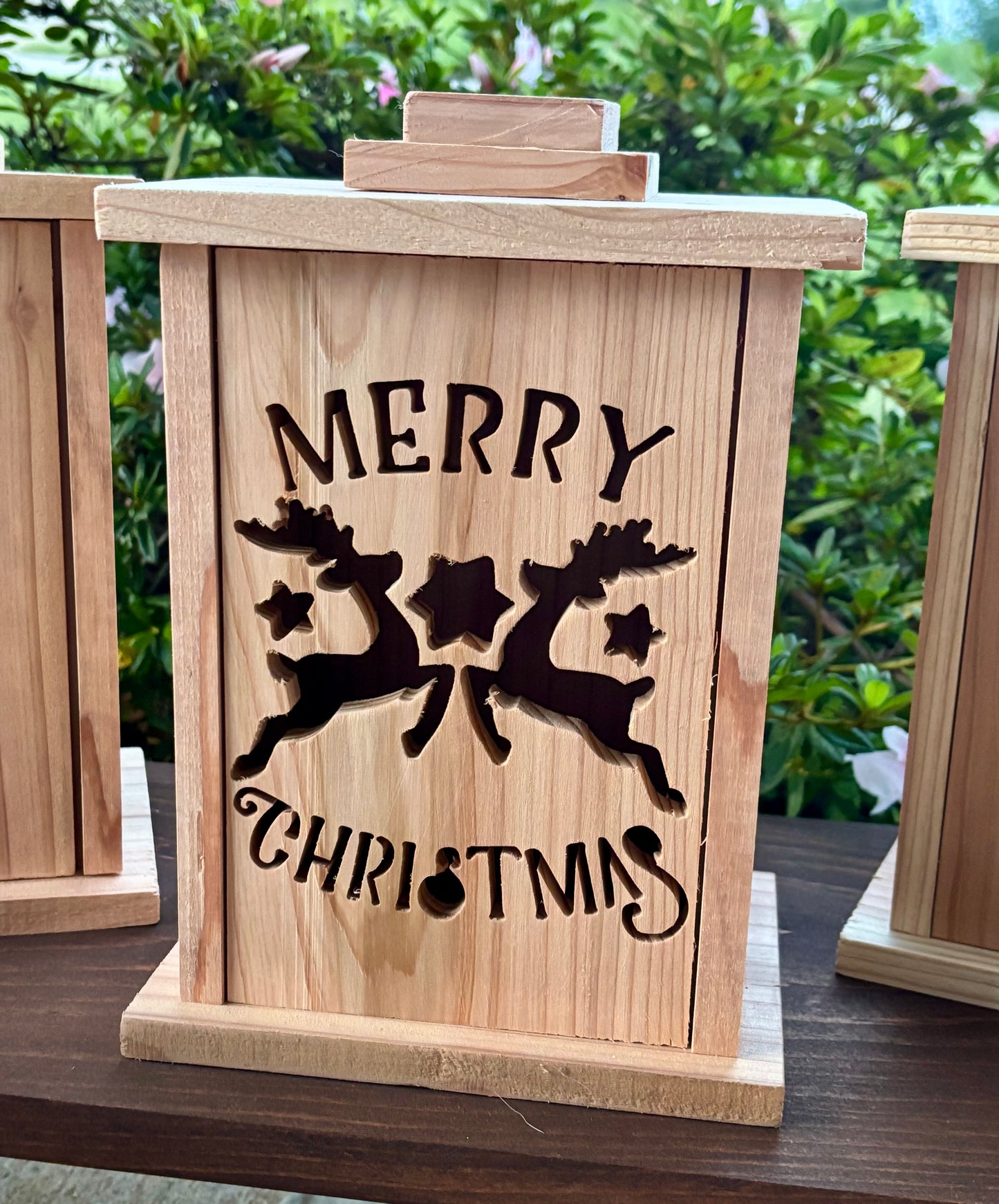 Cedar Wood Lantern – Interchangeable Panels Rustic Farmhouse Led Light