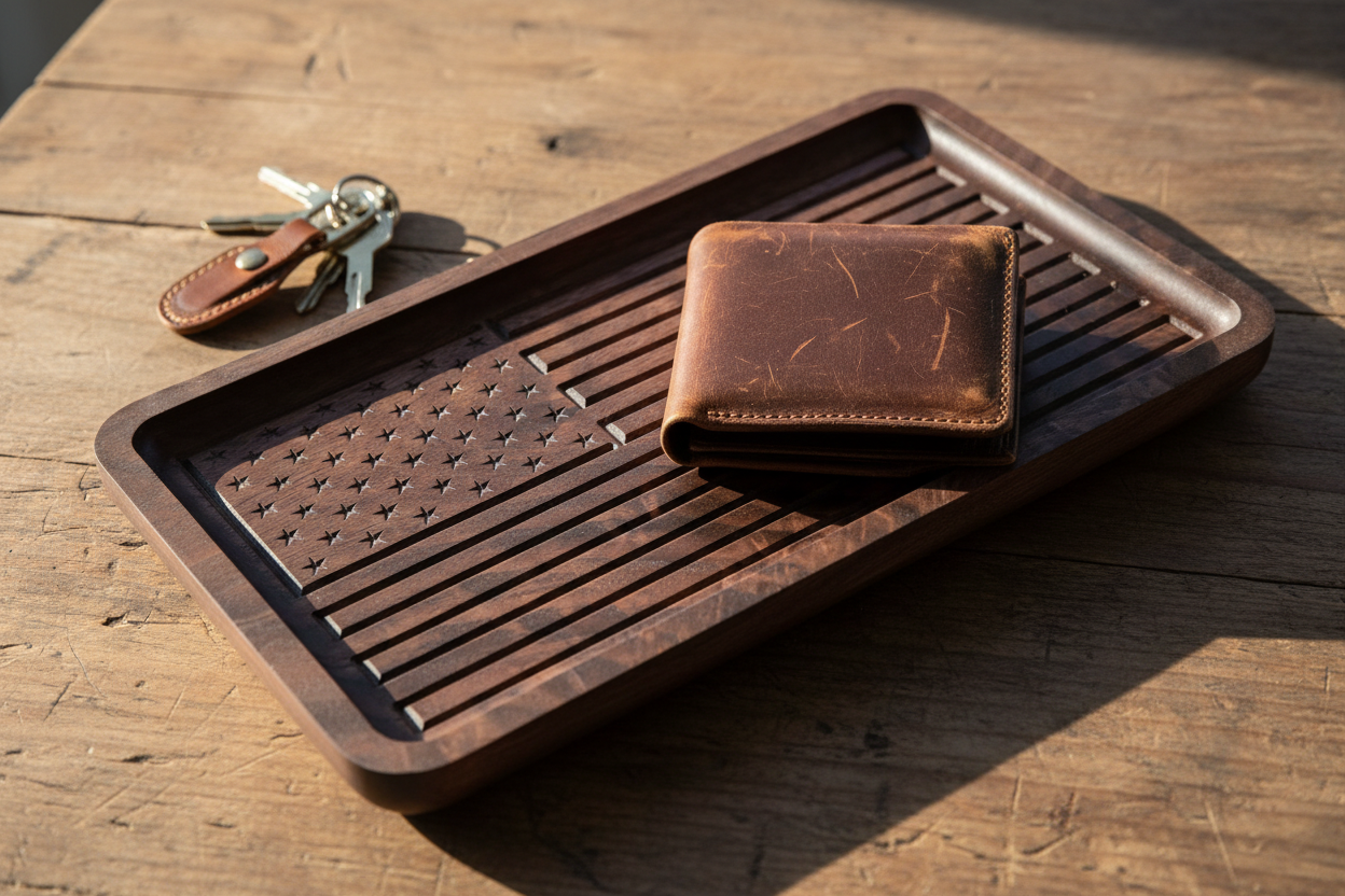 Walnut Flag Trinket Tray