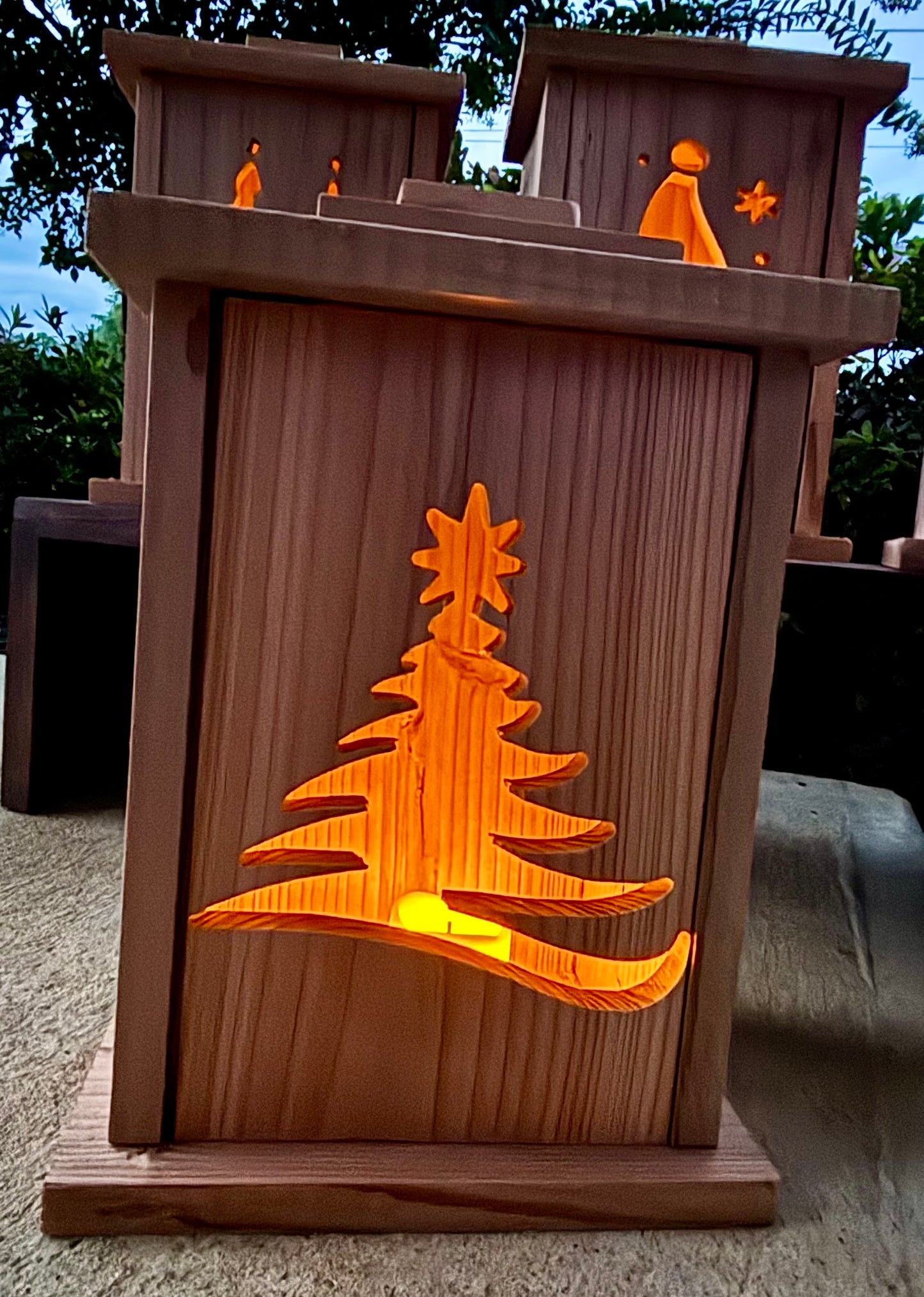 Cedar Wood Lantern – Interchangeable Panels Rustic Farmhouse Led Light