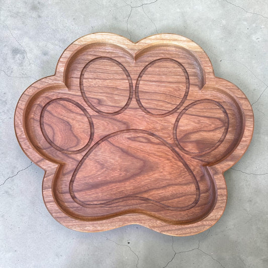 Dog Paw Tray – Cherry Wood Entryway Organizer.
