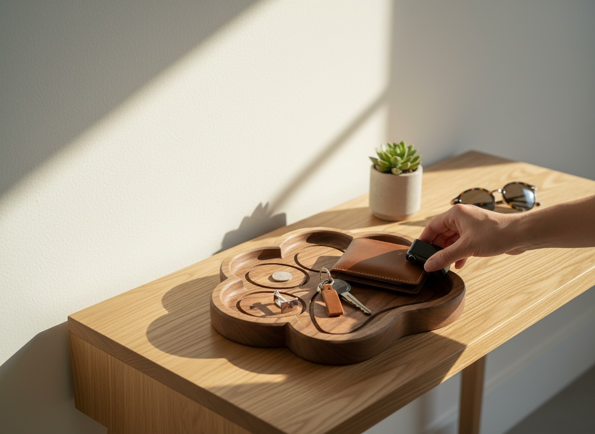 Dog Paw Tray – Cherry Wood Entryway Organizer.