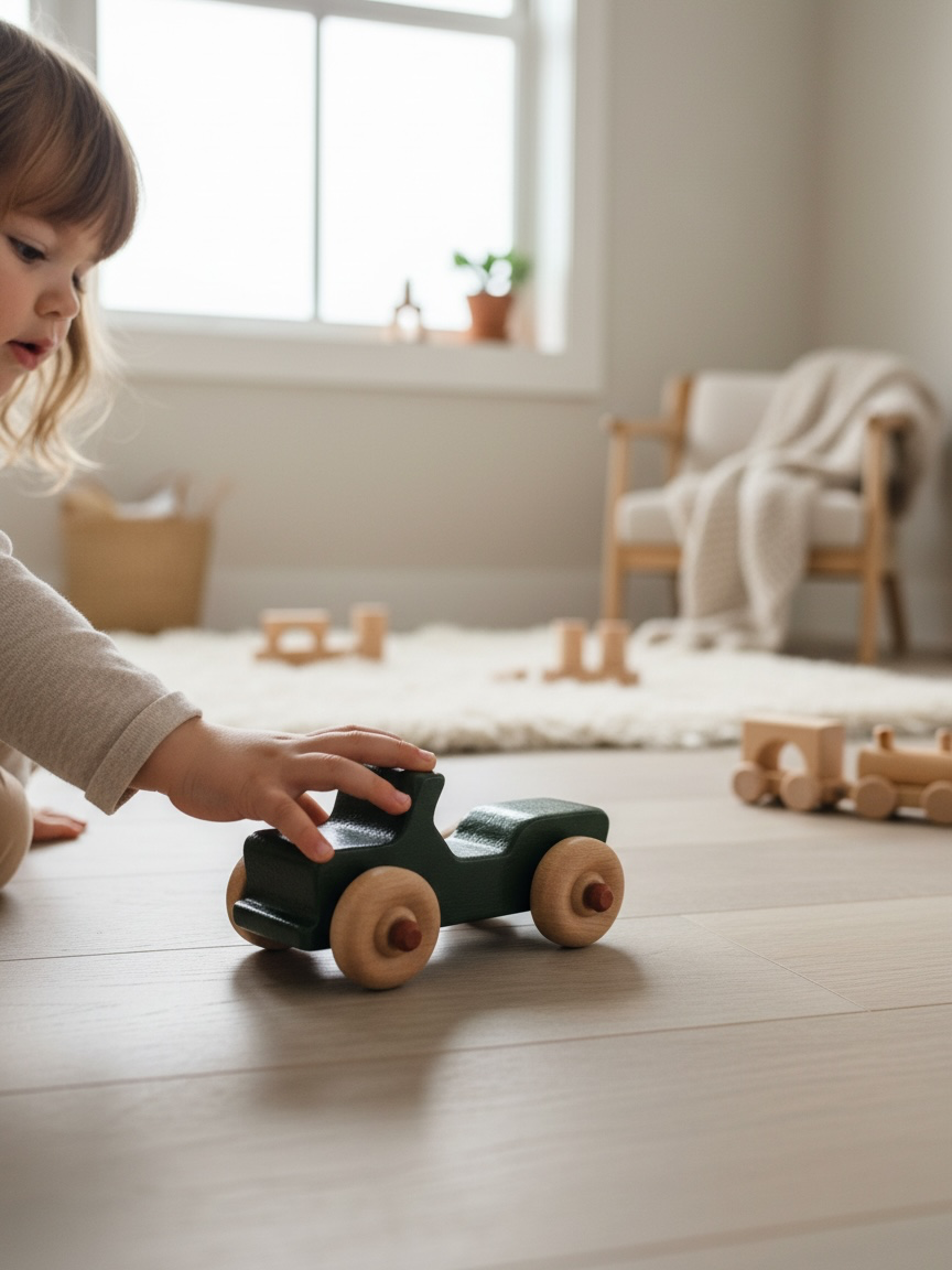 Wooden Toy Car – Handmade Non-toxic Pine Jeep for Toddlers Ages 3+