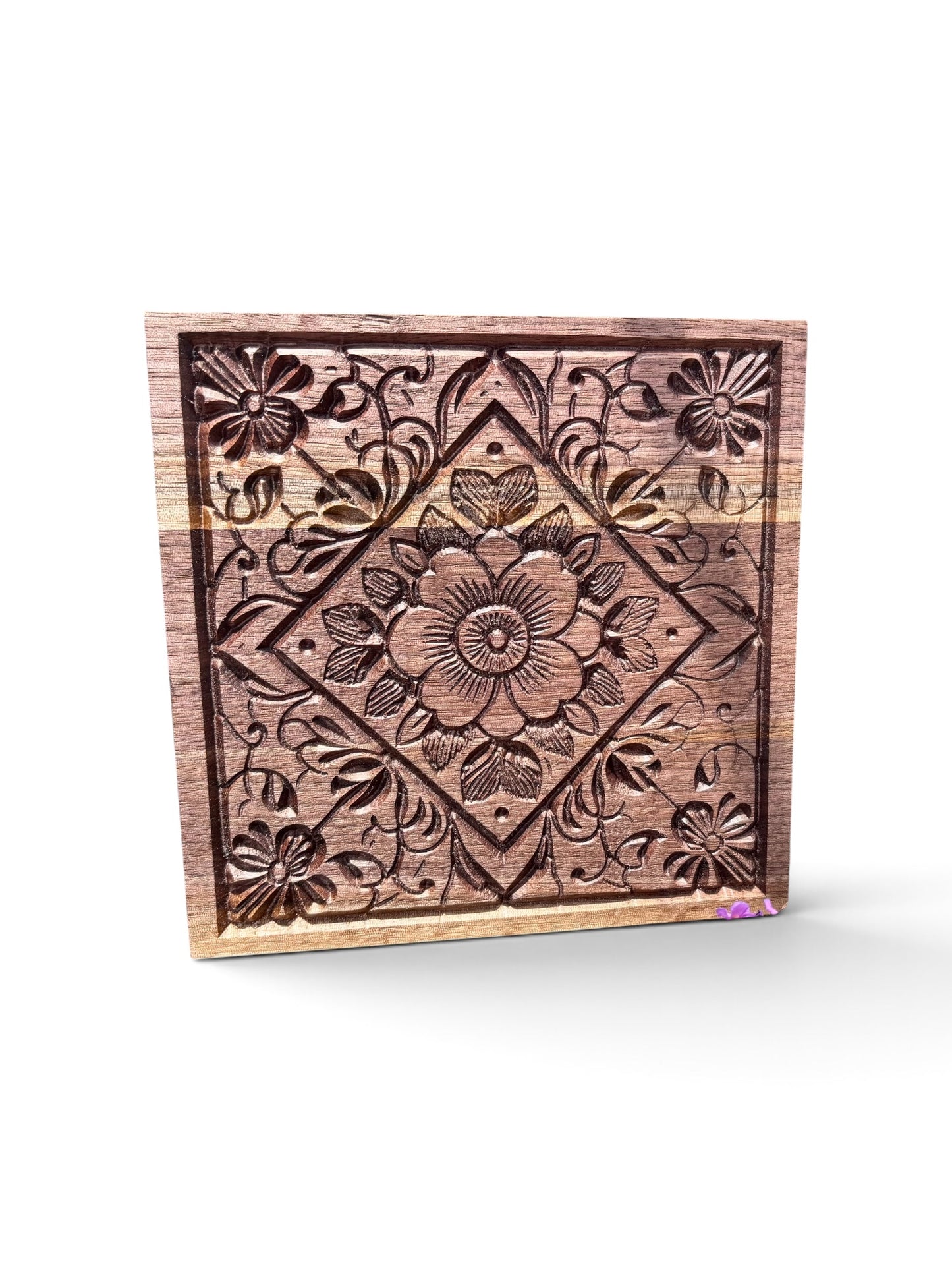 Wooden Jewelry Box – Carved Mandala Walnut Handmade Keepsake Storage