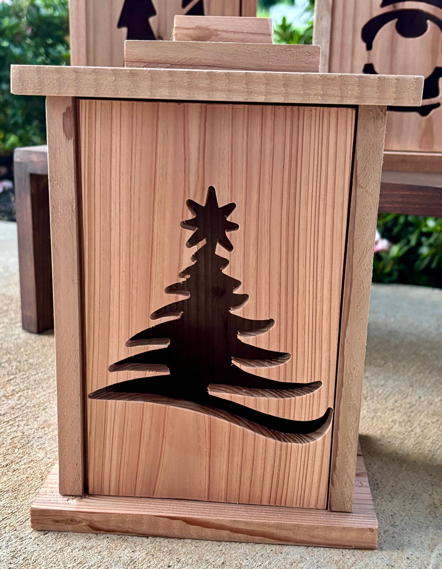 Cedar Wood Lantern – Interchangeable Panels Rustic Farmhouse Led Light