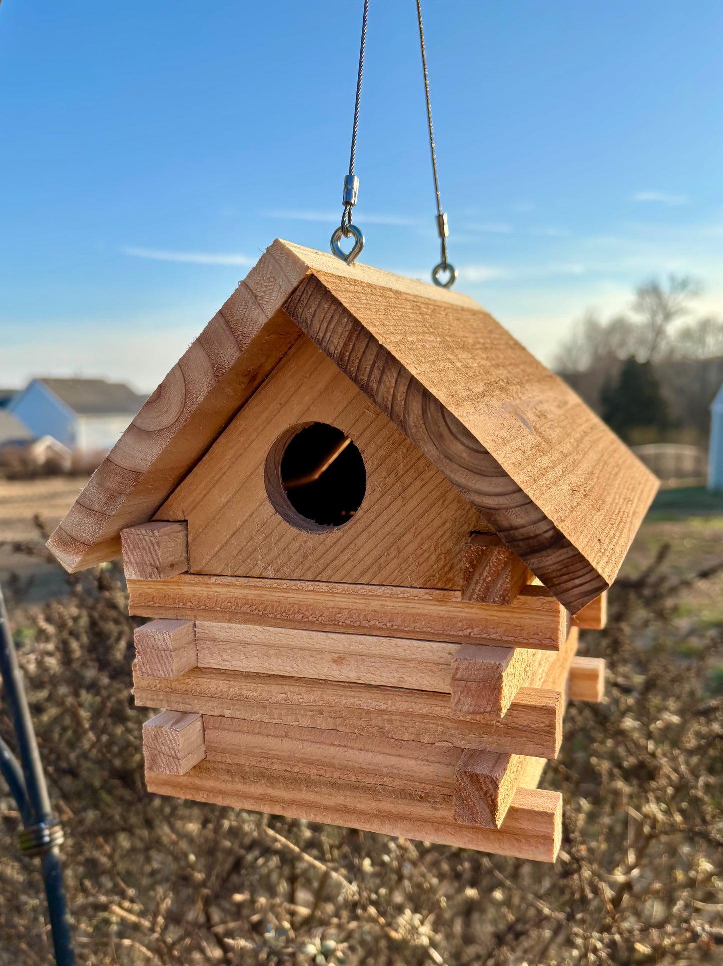 Cedar Log Cabin Birdhouse