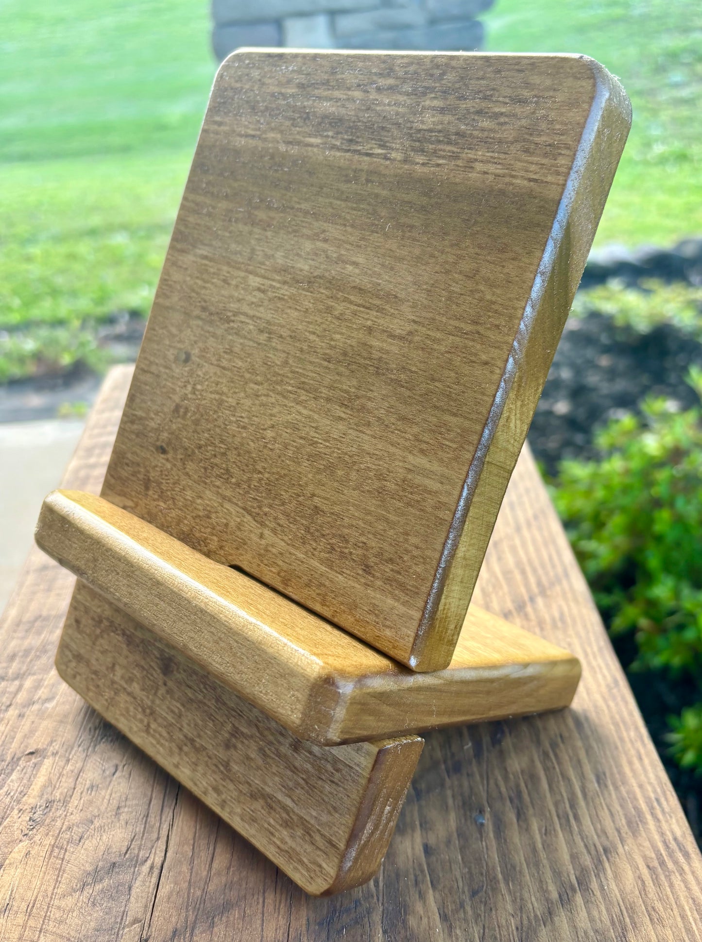Wooden Tablet Stand – Hands-free Poplar Desk Organizer for Kitchen