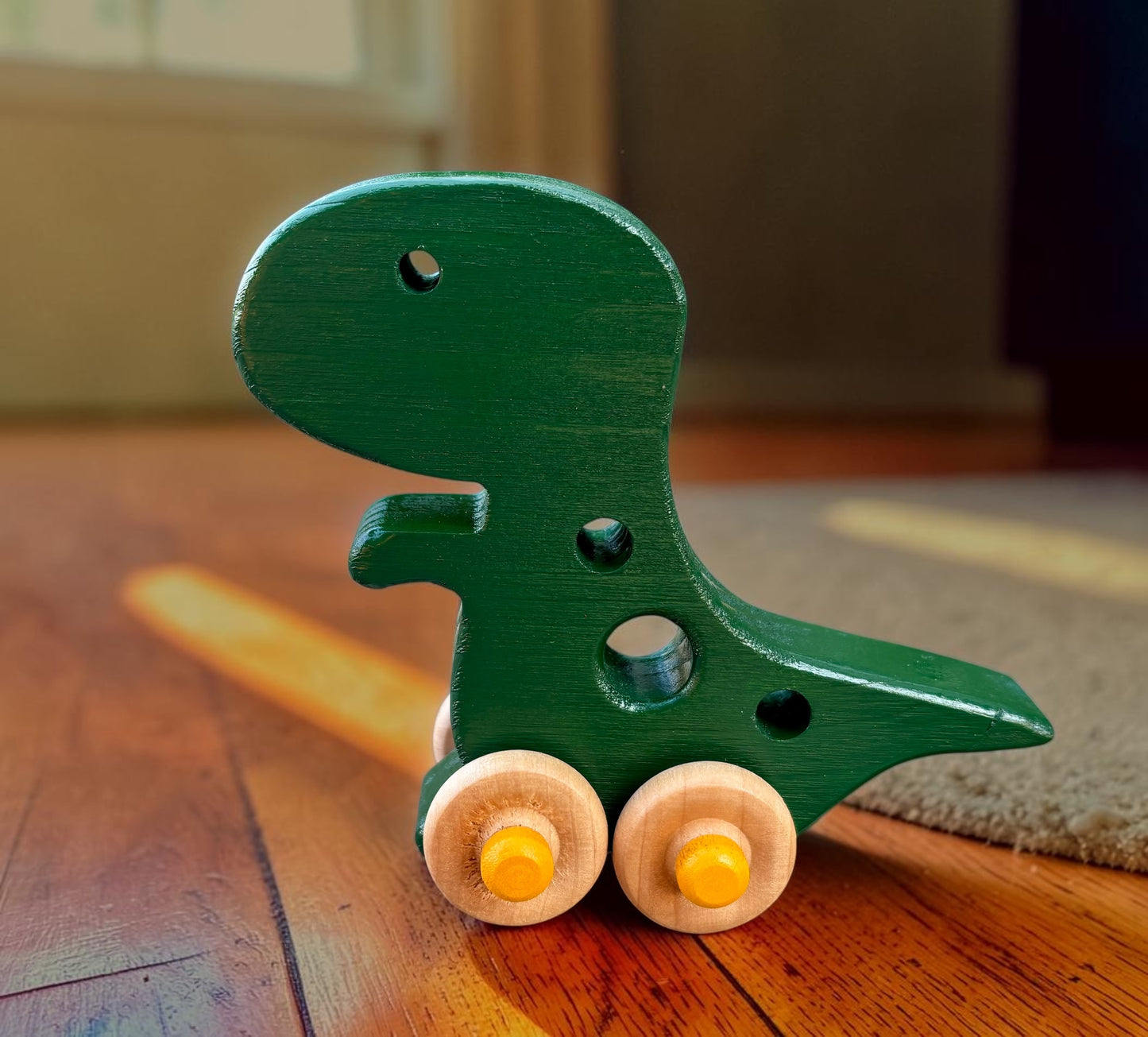 Wooden Dinosaur Push Toy – Handmade Pine Wooden Toy for Toddlers