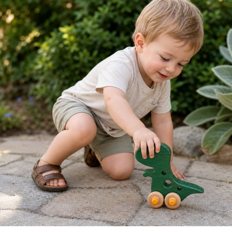 Wooden Dinosaur Push Toy – Handmade Pine Wooden Toy for Toddlers
