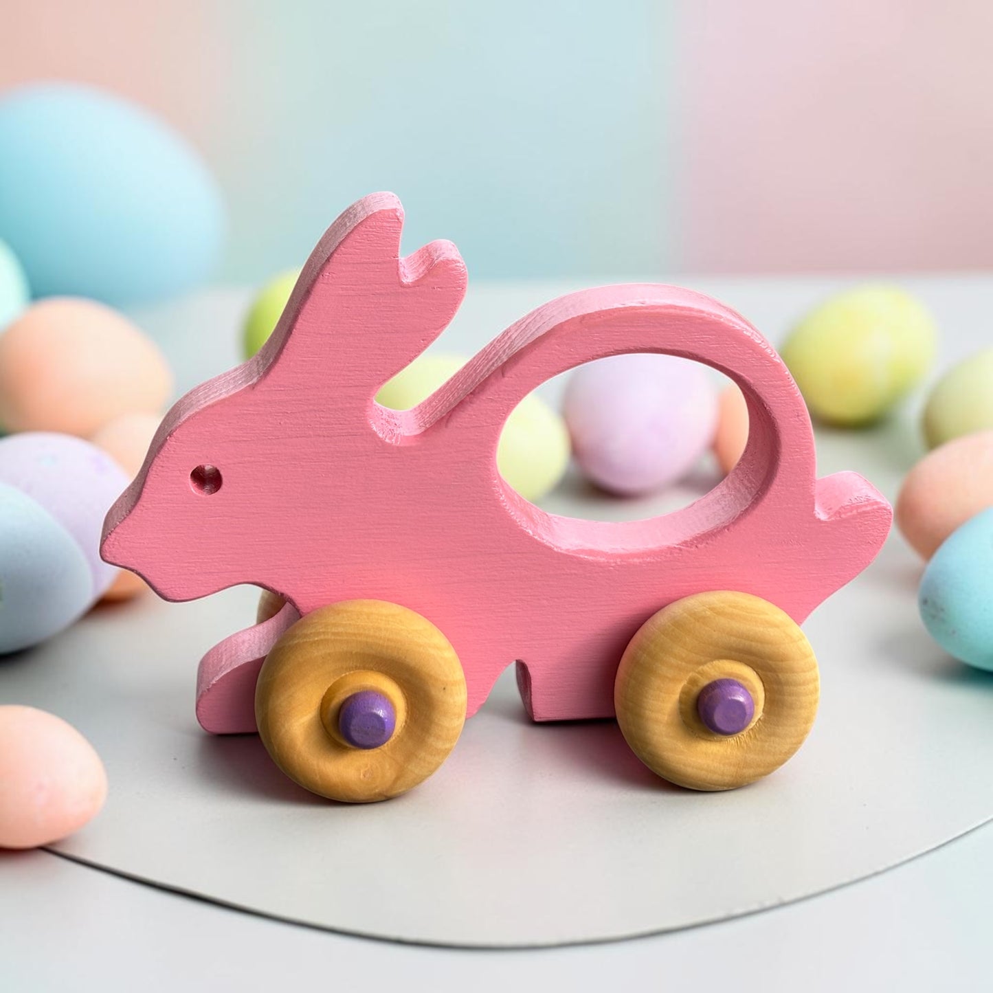 Wooden Bunny Push Toy – Non-toxic Pine Walking Aid for Toddlers