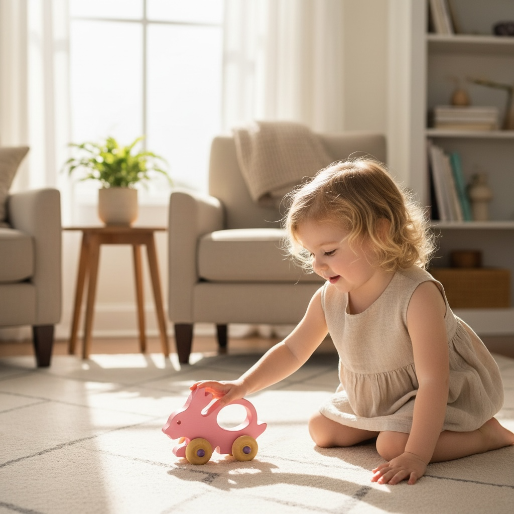 Wooden Bunny Push Toy – Non-toxic Pine Walking Aid for Toddlers