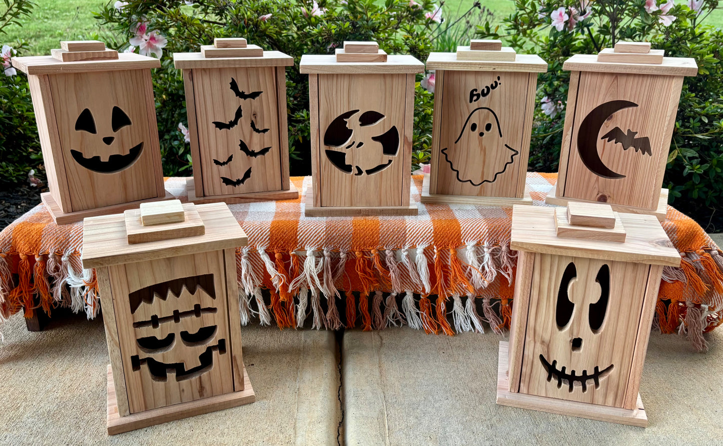 Natural Cedar Wood Lantern Rustic Farmhouse Style Interchangeable Face Panel System Removable Lid Design LED Votive Candle Light Included Front Porch Display Indoor Outdoor Lighting Ambient Illumination Country Living Home Accent Seasonal